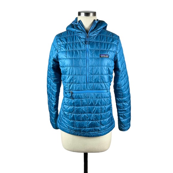 Patagonia Jackets & Blazers - PATAGONIA Blue Nano Puff Bivy Pullover Hoodie Size Small Hooded Zip Pocket S
